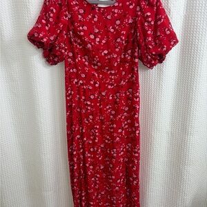 Old Navy Red Floral Midi Dress